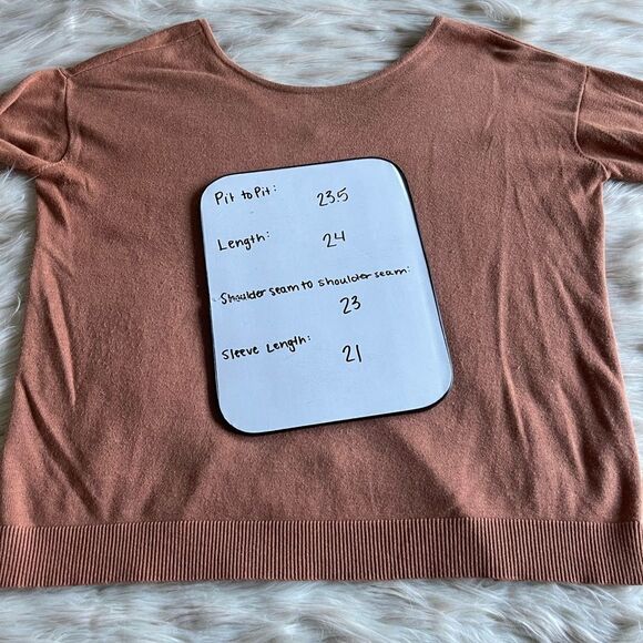 One Grey Day Silk Blend Button Back Sweater in Orange/Rust - Picture 10 of 11